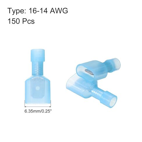 MECCANIXITY 150 قطعة موصل بأسمائها الحقيقية ذكر، 16-14 AWG نايلون قطع سريع سلك موصل تجعيد طرفية معزولة للسيارات البحرية، أزرق in Saudi Arabia