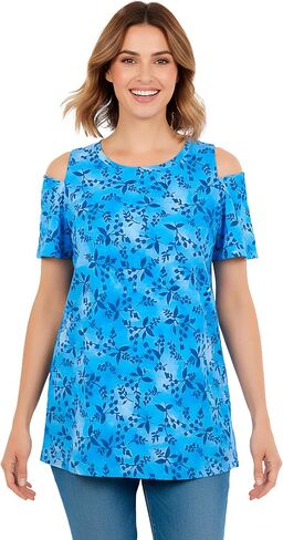Woman Within Plus Size Short-Sleeve Cold-Shoulder Tee in Kuwait