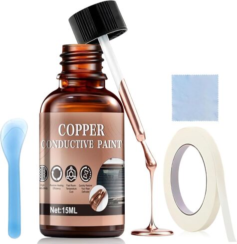 15 ML Rear Defroster Repair Kit, Copper Conductive Paint, Extremely High Conductivity & Fast-Curing & Strong Adhesion, Rear Window Defroster Repair Kit with Brush, Scraper, Masking Paper in Kuwait