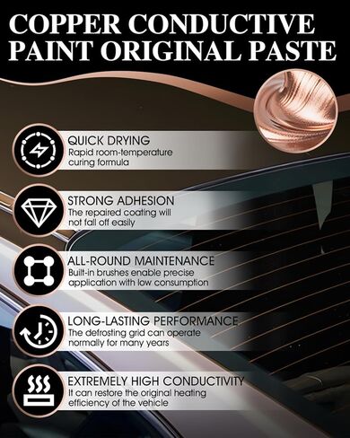 15 ML Rear Defroster Repair Kit, Copper Conductive Paint, Extremely High Conductivity & Fast-Curing & Strong Adhesion, Rear Window Defroster Repair Kit with Brush, Scraper, Masking Paper in Kuwait