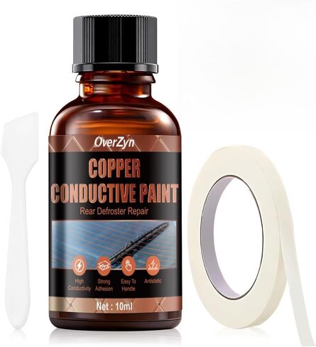 Conductive Paint, Copper Conductive Paint, Copper paint With Masking Tape and Scraper High Conductivity, Used to Repair Various Types of Damage to Automotive Rear Window Defroster Grilles, 0.33 oz in Kuwait