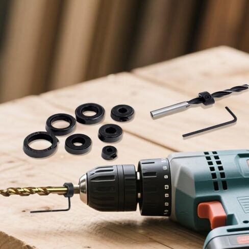8PCS Drill Bit Depth Stop Collars Set 3–16mm with Hex Wrench Positioning Rings for Accurate Drilling Repair and Workshop in Saudi Arabia