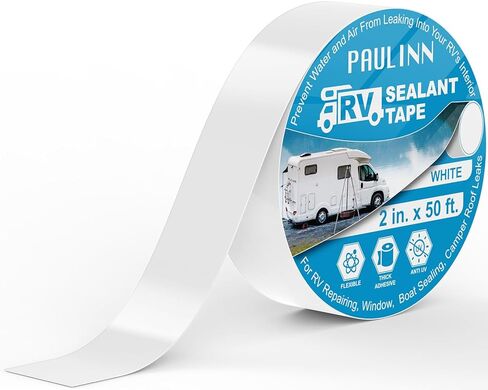 شريط لاصق مقاوم للماء من PAULINN Butyl، شريط إصلاح سقف RV بطول 10.16 سم × 50 قدم، أسود، شريط ختم سقف مقاوم للأشعة فوق البنفسجية ومقاوم للطقس من أجل إصلاح تسرب نافذة مقطورة العربة RV in Kuwait