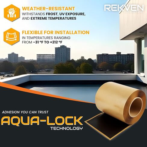 طقم شريط التماس المطاطي EPDM - 30 قدم × 6 بوصة - شريط بوتيل مزدوج الجوانب - لاصق ذاتي أسود لإصلاحات ختم ربط البطانة - يعمل مع EPDM TPO Hypalon والأغشية الأخرى in Kuwait