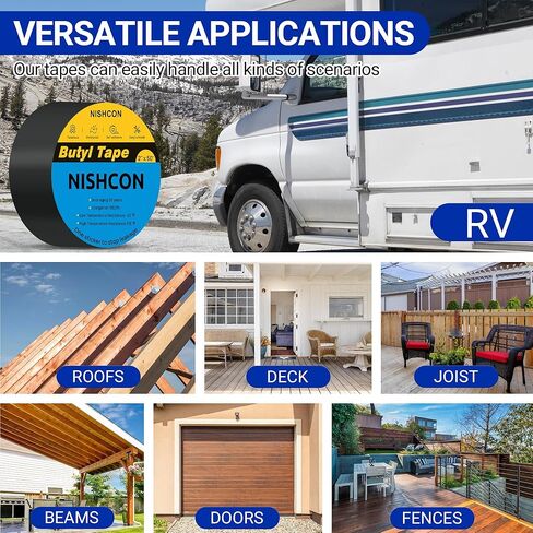 شريط بوتيل مانع للتسرب مقاس 2 بوصة × 50 بوصة، شريط رافعة للتزيين، مقاوم للماء ومضاد للتآكل لإطالة عمر السطح، 8 لفات in Kuwait