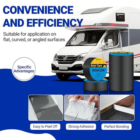 شريط بوتيل مانع للتسرب مقاس 2 بوصة × 50 بوصة، شريط رافعة للتزيين، مقاوم للماء ومضاد للتآكل لإطالة عمر السطح، 8 لفات in Kuwait