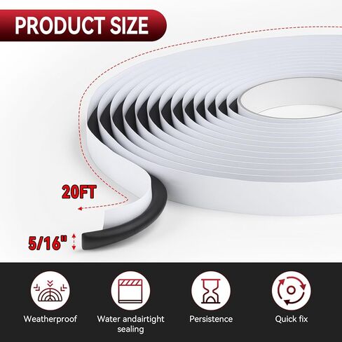 Butyl Sealing Rope Fits for Tuf-Tite and Polylok 5/16" x 20 ft - Flexible Adhesive Sealant for Septic Tank Riser Lids,Creates Watertight Seal,20 Foot Long Roll for Lid Installation in Saudi Arabia