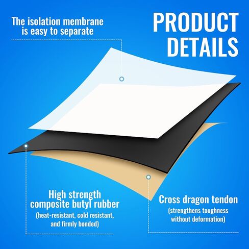 شريط التماس بطانة البركة 4 × 40 بوصة - شريط لاصق بوتيل مزدوج الجوانب لبطانات EPDM، رقعة إصلاح مقاومة للماء للبرك وبرك الأسماك وميزات المياه والمناظر الطبيعية الخارجية (أسود) in Kuwait