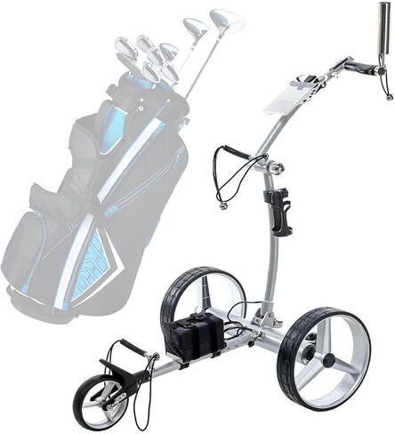 3 Wheels Folding Electric Golf Trolley with Umbrella Holder & Waterproof Bag, Portable Automatic Golf Carts with Remote Control in Saudi Arabia