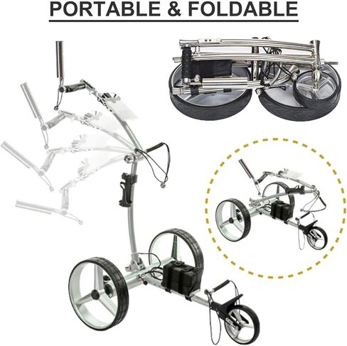 Foldable Golf Cart with Cellphone Holder/Umbrella Holder, Electric Golf Push Cart 3 Wheel with Remote Control, Golf Trolley with 24V 400W Dual Motor in Saudi Arabia