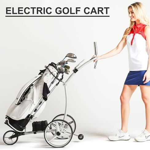 Electric Foldable Golf Cart with Remote Control, 3 Wheel Bag Push Cup Holder, Umbrella, Phone, 30kg Load in Saudi Arabia