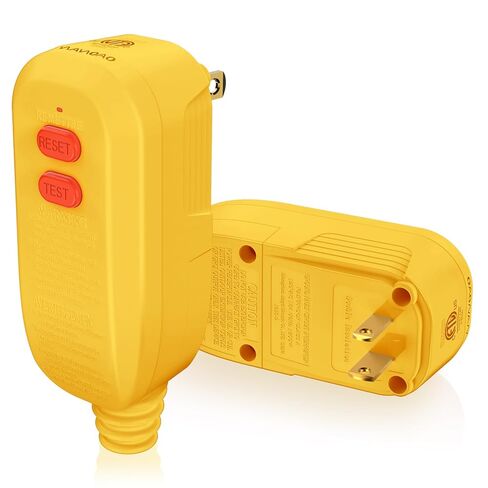 GFCI Replacement Plug Assembly Auto Reset 15 Amp 2 Prongs, 5 Years Warranty, Ground Fault Circuit Interrupter Safety Plug for Pressure Washer, Hot Tub, Air Conditioner, Hair Dryer - Black in Saudi Arabia