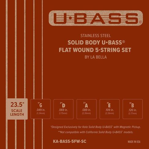 Stainless Steel Solid Body U•BASS® Flat Wound 5-String Set in Kuwait