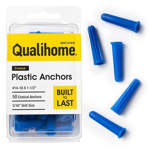 Plastic Wall Conical Anchors for use in Drywall, Hollow Walls and Concrete, Brick, or Masonry (Standard Packaging, 1 Inch) in Kuwait