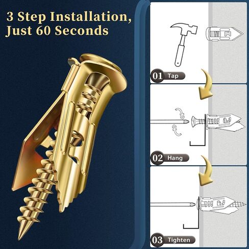 70 Pcs Self Drilling Drywall Anchors with Screws Kit, 2 Sizes Heavy Duty Metal Expansion Anchors for Drywall- 1.18in & 1.57in, No Pre-Drill No Holes, for Picture Frames, Mirror, Shelves in Saudi Arabia