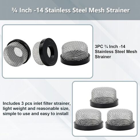 3 Pack ¾ Inch -14 Stainless Steel Mesh Strainer Aerator Screen – Inline Water Filter for Livewell Pump/Baitwell, Industrial Plumbing/Garden Washers, Marine-Grade Rust-Proof Easy Installation in Saudi Arabia