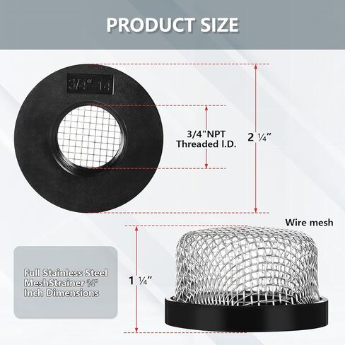 3 Pack ¾ Inch -14 Stainless Steel Mesh Strainer Aerator Screen – Inline Water Filter for Livewell Pump/Baitwell, Industrial Plumbing/Garden Washers, Marine-Grade Rust-Proof Easy Installation in Saudi Arabia