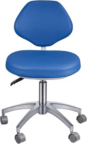 Ergonomic Medical Stool with Backrest - Heavy Duty Rolling Dental Chair with 45° Tilt Support, Adjustable Height Microfiber Leather Hydraulic Stool for Salon, Spa, Clinic, Office (Blue) in Kuwait