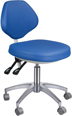 Ergonomic Medical Stool with Backrest - Heavy Duty Rolling Dental Chair with 45° Tilt Support, Adjustable Height Microfiber Leather Hydraulic Stool for Salon, Spa, Clinic, Office (Blue) in Kuwait