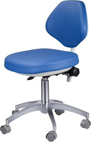 Ergonomic Medical Stool with Backrest - Heavy Duty Rolling Dental Chair with 45° Tilt Support, Adjustable Height Microfiber Leather Hydraulic Stool for Salon, Spa, Clinic, Office (Blue) in Kuwait