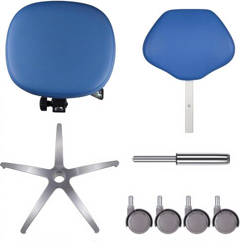 Ergonomic Medical Stool with Backrest - Heavy Duty Rolling Dental Chair with 45° Tilt Support, Adjustable Height Microfiber Leather Hydraulic Stool for Salon, Spa, Clinic, Office (Blue) in Kuwait