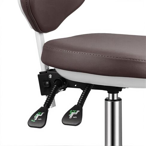 Ergonomic Medical Stool with Backrest - Heavy Duty Rolling Dental Chair with 45° Tilt Support, Adjustable Height Microfiber Leather Hydraulic Stool for Salon, Spa, Clinic, Office (Brown) in Kuwait
