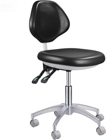 Dental Stool Ergonomic PU Leather Seat with Adjustable Back Rest Sitting Height Nurse Doctor Assistant Black Chair in Kuwait