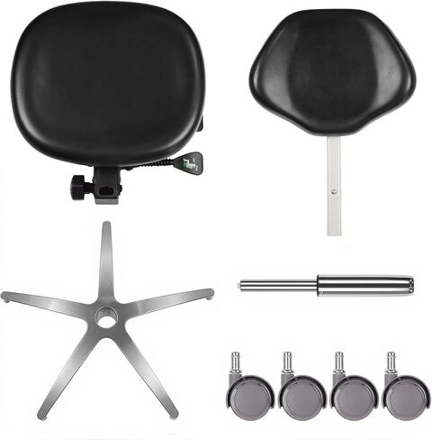 Dental Stool Ergonomic PU Leather Seat with Adjustable Back Rest Sitting Height Nurse Doctor Assistant Black Chair in Kuwait