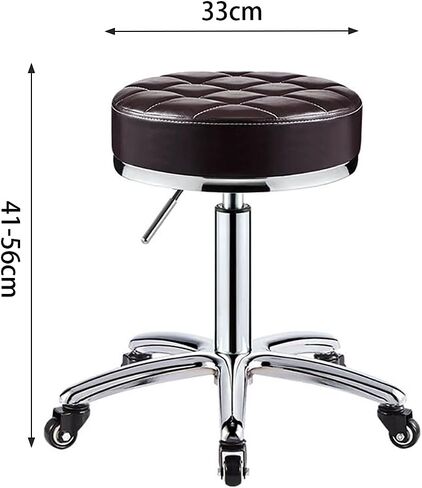 Rolling Round Stool with 5 Wheels Swivel Office Chair Adjustable Height 41-56Cm Pu Leather for Kitchen Drafting Doctor Work Shop Vanity Maximum Load 330Lb-Dark Green in Saudi Arabia