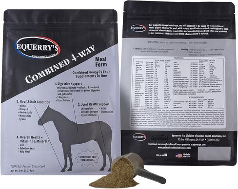 Equerry's Combined RX 4 Way | Equine Nutritional Support | Complete Formula | Digestive and Joint Support | Hoof & Hair | Probiotics Vitamins & Minerals 160 Feedings, 20lb. in Kuwait