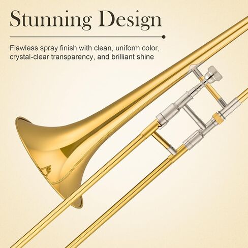 SONICAKE Bb Alto Slide Trombone for Beginners Students - Gold Lacquer Brass Trombone Full Kit with 7C Mouthpiece, Hard Case, Gloves & Cleaning Kit QTB-01 in Saudi Arabia
