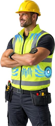 Cooling Safety Vest for Men & Women – Hi-Vis Reflective Fan Vest with Battery, Ideal for Construction & Outdoor Work in Saudi Arabia