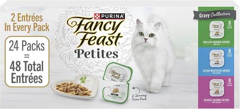 Purina Fancy Feast Gourmet Wet Cat Food Variety Pack, Petites Gravy Collection, break-apart tubs, 24 servings - (Pack of 12) 2.8 oz. Tubs in Kuwait