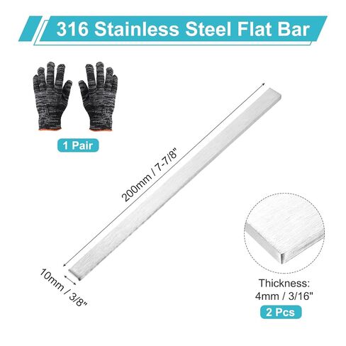 MECCANIXITY 2 Set 316 Stainless Steel Flat Bar, 1/8"(3mm) T x 13/16"(20mm) W x 3-15/16"(100mm) L Steel Bar with Gloves Stock Brushed Finish Trim Strips Sheet for Industry DIY Craft Making in Saudi Arabia