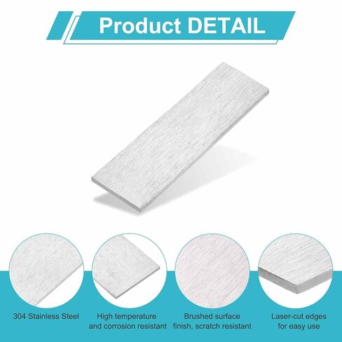 MECCANIXITY 2 Set 304 Stainless Steel Flat Bar, 1/8" Thickness 63/64" Wide 4" Long Stainless Steel Bar with Gloves Stock Brushed Finish Trim Strips Sheet for Industry DIY Craft Making in Saudi Arabia