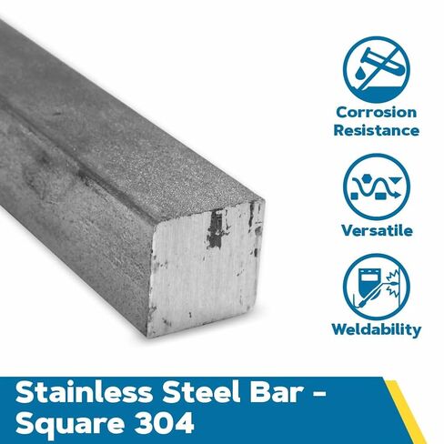 شريط مستطيل من الفولاذ المقاوم للصدأ 304، تشطيب غير مصقول (مطحنة)، مُصلب، ASTM A276، سمك 1/4 بوصة، عرض 1/4 بوصة، طول 36 بوصة، معادن إلكترونية in Saudi Arabia