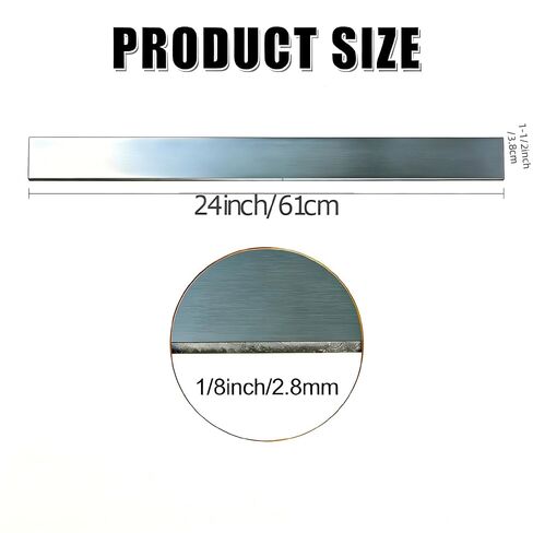 2-Piece Set 304 Brushed Stainless Steel Trim Filler Strip, Flat Profile (Silver, 24-inch Length - 1/8-inch Thickness - 1.5-inch Width) for DIY Crafts in Saudi Arabia