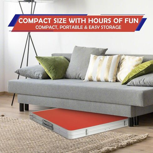 Mid-Size Portable Ping Pong Table, Compact Foldable Table Tennis Table Set w/Net, 2 Paddles & 2 Balls for Indoor Outdoor, Small Spaces and Apartments, Thickened Aluminum Frame in Kuwait