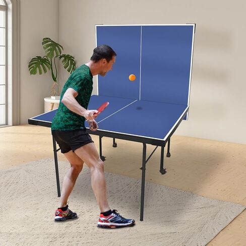 طاولة بينج بونج قابلة للطي بطول 7 أقدام مع وضع التشغيل للألعاب الفردية واللاعبين - تتضمن مجموعة طاولة التنس الداخلية شبكة ومجدافين وكرتين للتدريب الاحترافي للبالغين/المراهقين in Kuwait