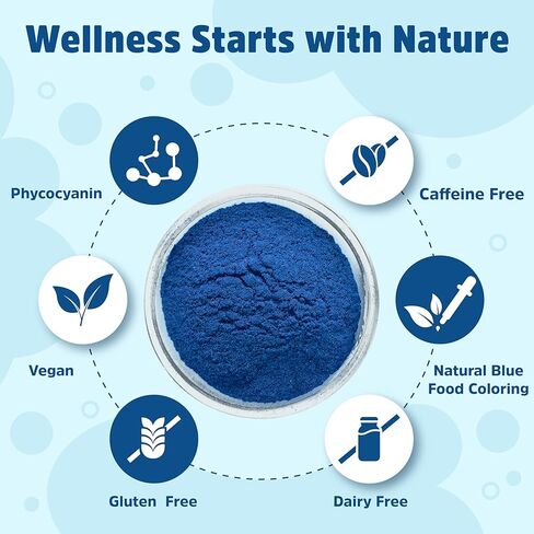 Blue Spirulina Powder 1 oz Espirulina Natural Blue Food Coloring, Phycocyanin Extract, Vegan Superfood Perfect for Smoothie, Baking, Energy Bar in Saudi Arabia