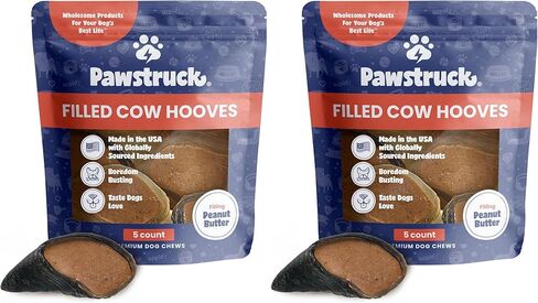 Pawstruck Peanut Butter Filled Cow Hooves for Dogs – Made in USA, Long-Lasting Dental Treats and Chews – Beef Hoof – 5 Count – Packaging May Vary in Kuwait