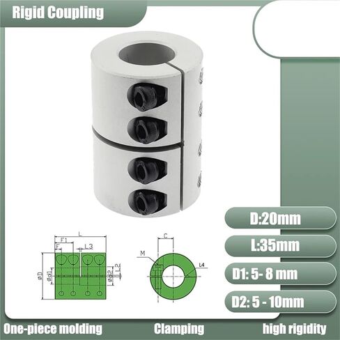 D20L35 Rigid Shaft Coupler -4-10mm Stepper/Servo Motor Coupling for 3D Printers(10X10) in Saudi Arabia