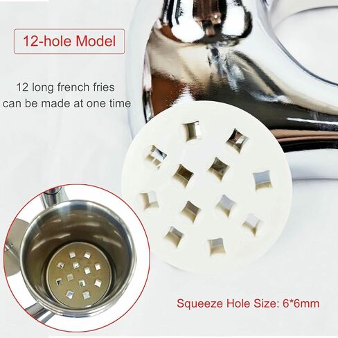 Super Long French Fry Squeezer,Multi-Function Mashed Potato Pasta Machine,12 Holes Stainless Steel Mashed Potato Extruder with Fried Basket,Commercial Fried Potato Strips Maker in Saudi Arabia