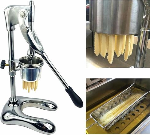 Super Long French Fry Squeezer,Multi-Function Mashed Potato Pasta Machine,12 Holes Stainless Steel Mashed Potato Extruder with Fried Basket,Commercial Fried Potato Strips Maker in Saudi Arabia