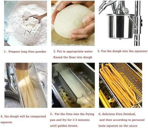 30cm Manual French Fries Maker,Multi-Function Mashed Potato Pasta Machine,Super Long French Fry Squeezer,with Fried Basket for Restaurants,Snack Bars in Saudi Arabia