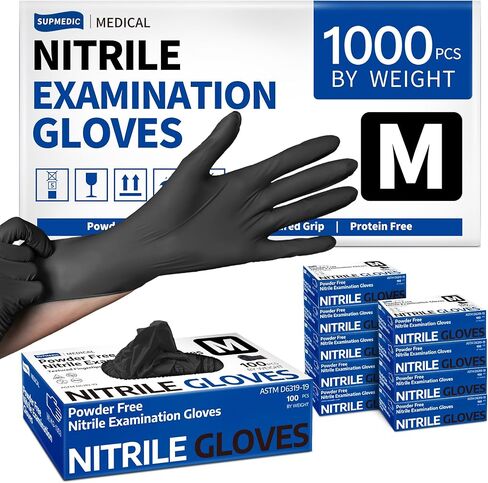 Medical Soft Max™ Nitrile Exam Gloves, 1000Pcs Latex-Free Powder-Free Food Safe Clean Cooking Disposable Glove Black in Saudi Arabia