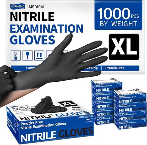 Medical Soft Max™ Nitrile Exam Gloves, 1000Pcs Latex-Free Powder-Free Food Safe Clean Cooking Disposable Glove Black in Saudi Arabia
