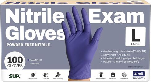 SUP Powder-Free Nitrile Exam Gloves, 100 Count Food Safe Latex-Free Medical Non-Sterile Cooking Disposable Glove, Blue Violet in Kuwait