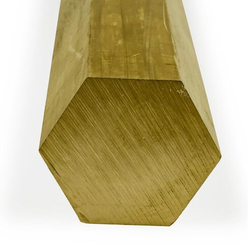 360 Brass Hex Bar, Unpolished (Mill) Finish, Extruded, H02 Temper, ASTM B16, 0.375" Across Flats, 12" Length, OnlineMetals in Saudi Arabia