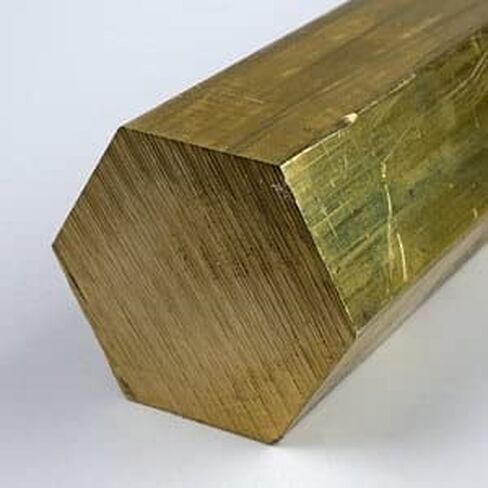 360 Brass Hex Bar, Unpolished (Mill) Finish, Extruded, H02 Temper, ASTM B16, 0.375" Across Flats, 12" Length, OnlineMetals in Saudi Arabia